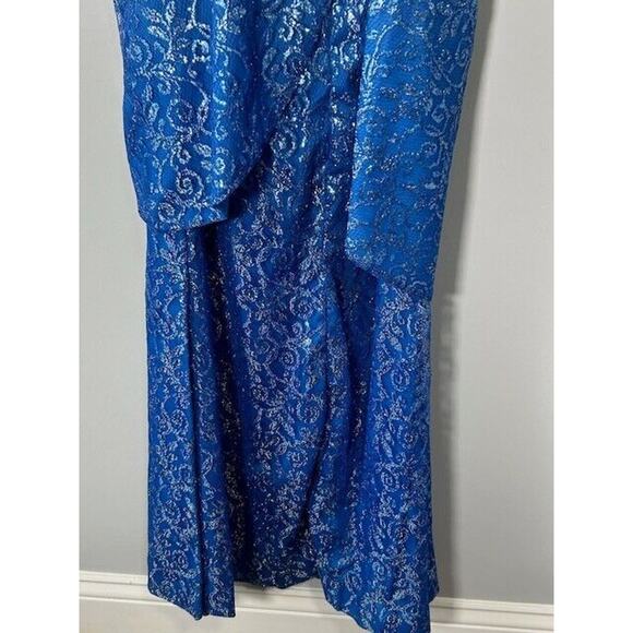Vtg Loralie Sequined Tulip Maxi Dress Strapless Floral Sweetheart Blue Size 3/4 - Picture 10 of 14
